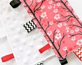 Cherry Blossom Ribbon Lovey, Flannel and Minky, Baby Girl, Monogramming available
