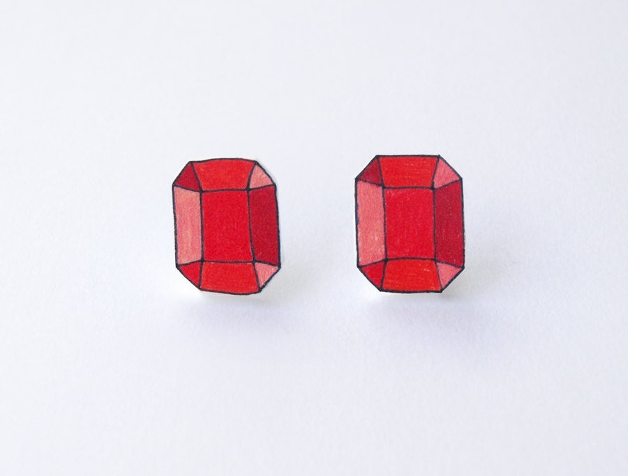 Red Gem Earrings - Made to Order