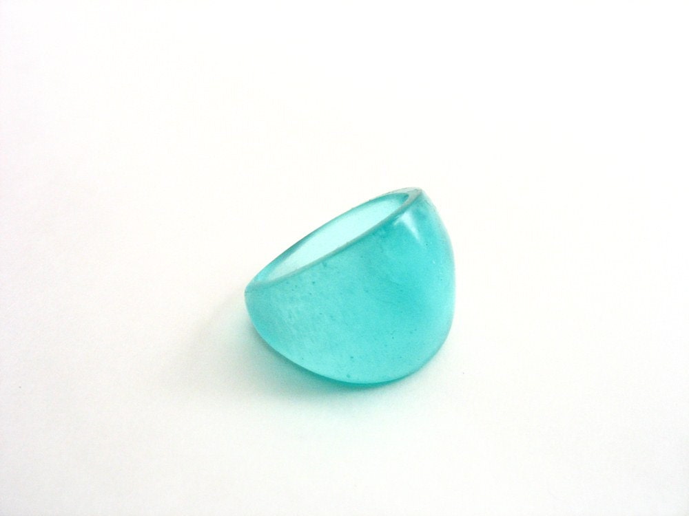 Small Chunky Bubble Resin Ring Jewelry , deep turquoise resin dome ring , teal blue resin jewellery , resin Australia Sydney