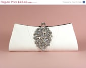 ON SALE Ivory Bridal Clutch, Wedding Clutch, Rhinestone Bridal Clutch, Wedding Accessories, Crystal Rhinestone Brooch