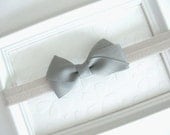 Silver Gray Flat Bow Baby Headband, Everyday Headband for Girls