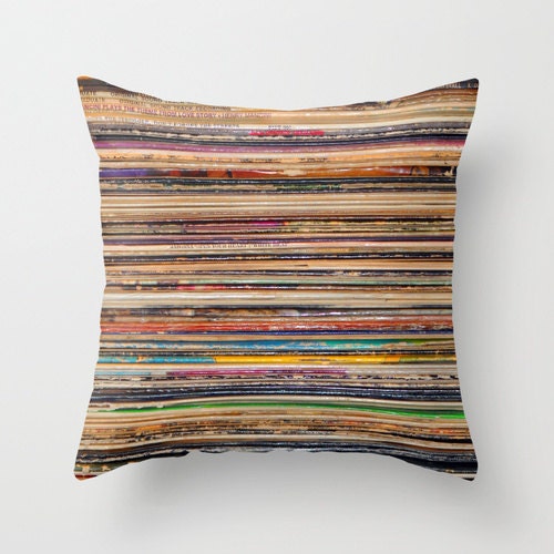 Pillow Cover, Photo PIllow, Vintage Records. Abstract Art Pillow, Retro Colors, Spring Decor, Living Room, Bedroom, 16x16, 18x18, 20x20