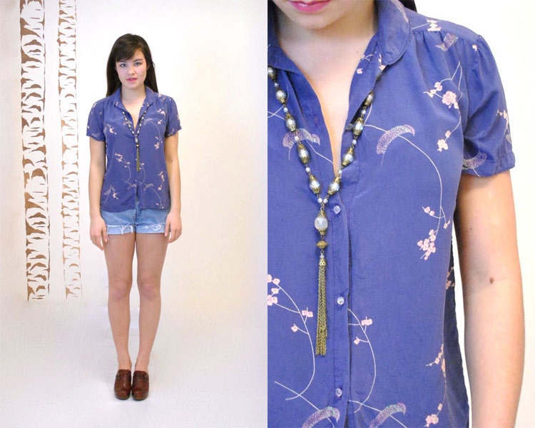 Silk Blouse  //  Silk Top  //  CHERRY BLOSSOMS