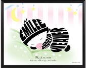 Personalized Baby Gift - Personalized Baby Girl Silhouette Print - Framed
