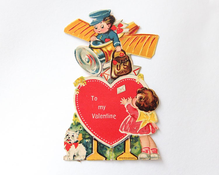 Vintage Valentines Airplanes Hot Air Balloon
