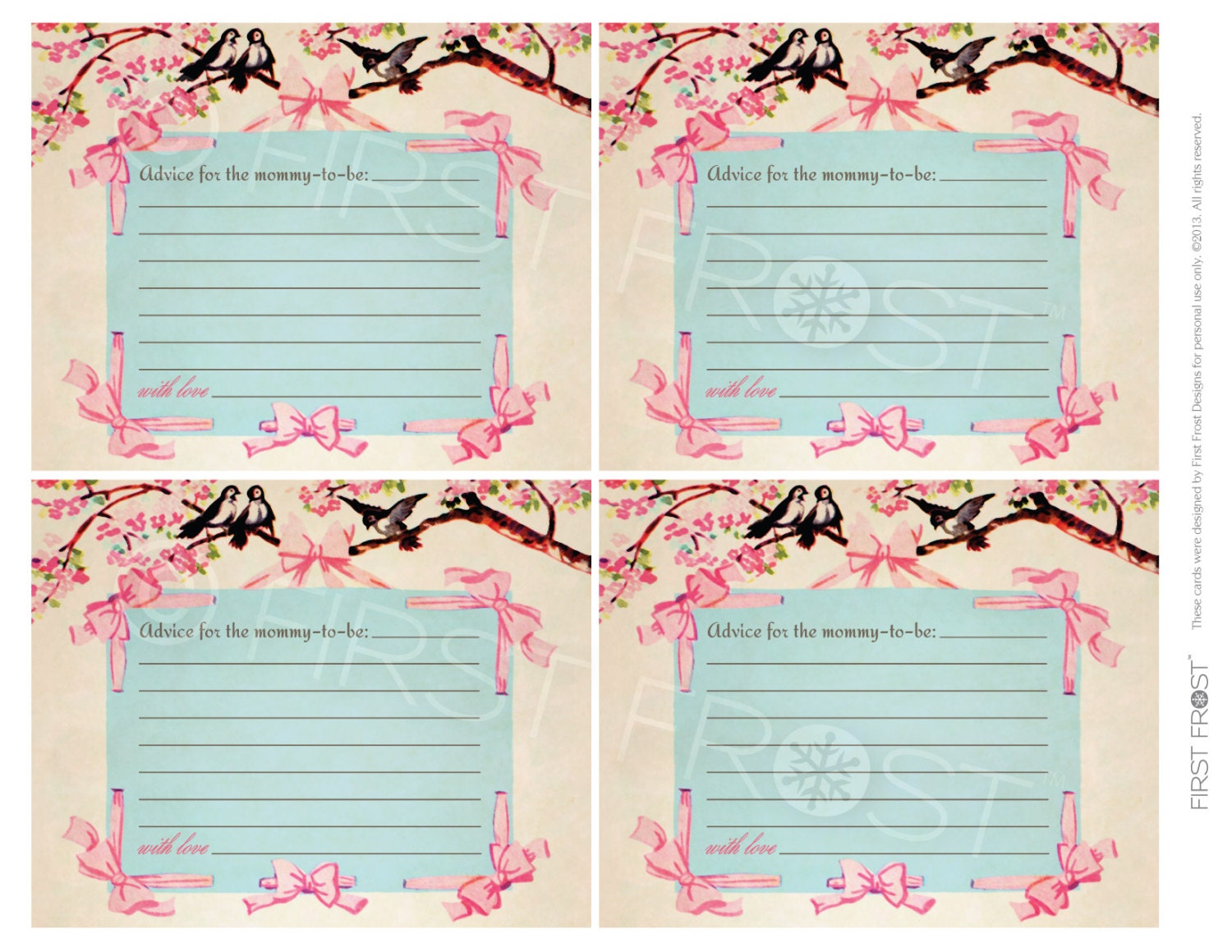 Printable Advice Cards - Vintage Floral Ribbon - Baby Shower, Sip and See, Bridal Shower, Tea Il_170x135