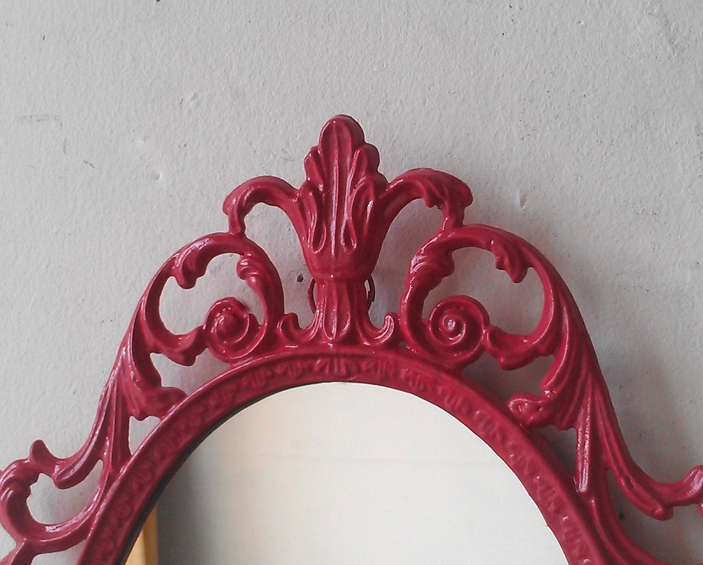 Fairy Princess Mirror - Ornate Vintage Frame in Bright Raspberry - 10 by 7 inches