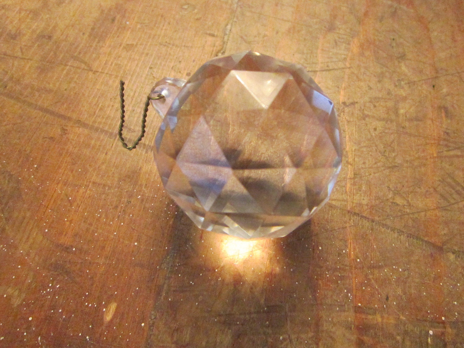 vintage chandelier crystal - large 2 inch faceted orb, prism, sun catcher, chandelier, crystal ball
