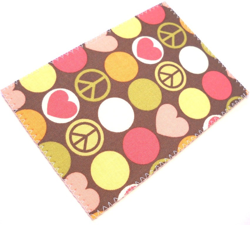Fabric Postcard - Love and Peace Sign