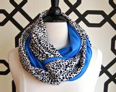 Black and White Leopard with Royal Blue Tuesday Infinity Scarf