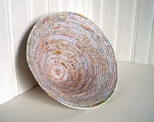 Map Art Basket - Coiled Basket - Original Fiber Art Vessel with Altered Road Map of Ontario Canada - Large Paper Bowl