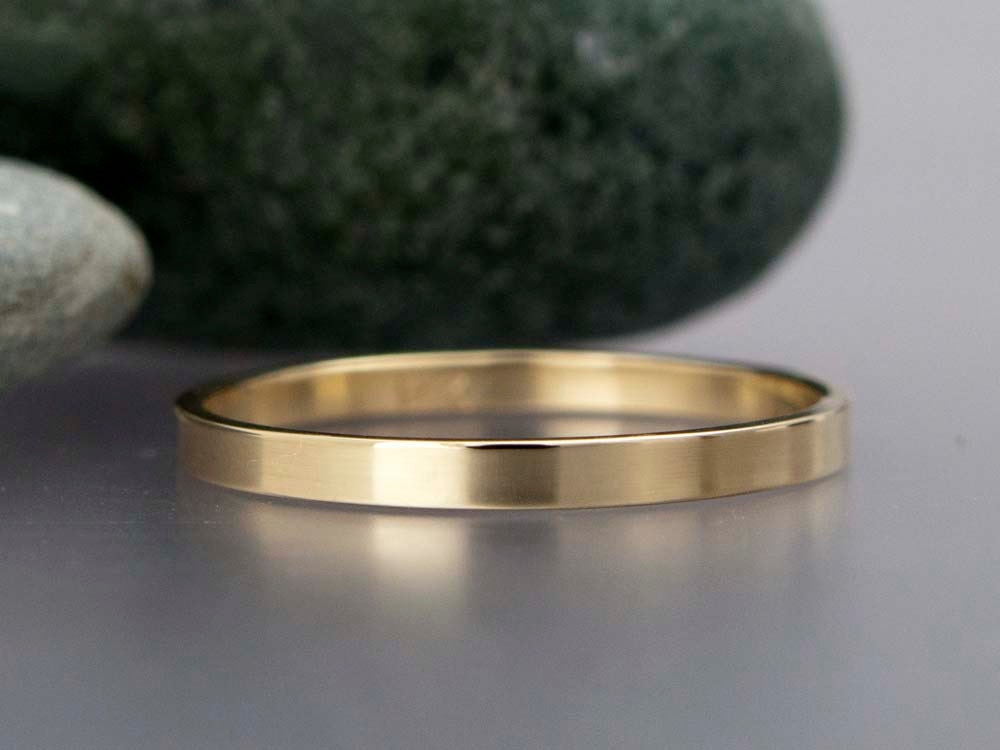 Gold Wedding Ring - Solid 14k Yellow Gold Band Flat Band