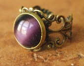 Purple Cat's Eye Lace Adjustable Ring