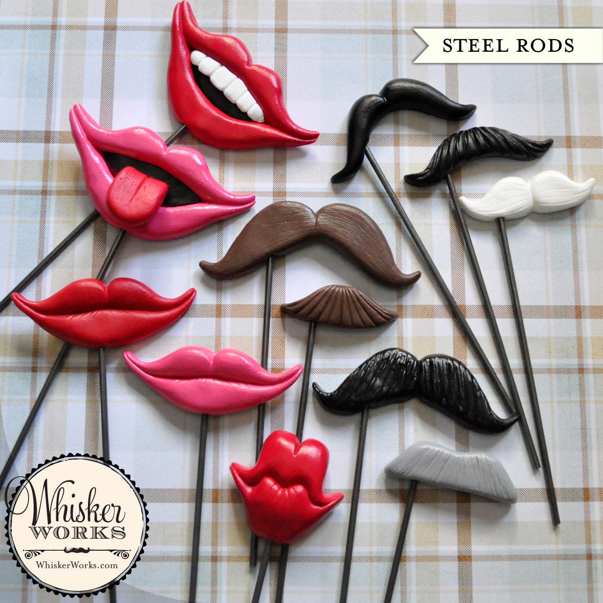 Photo Booth Props on STEEL RODS - The Ultimate Mix - Set of 12 Il_170x135