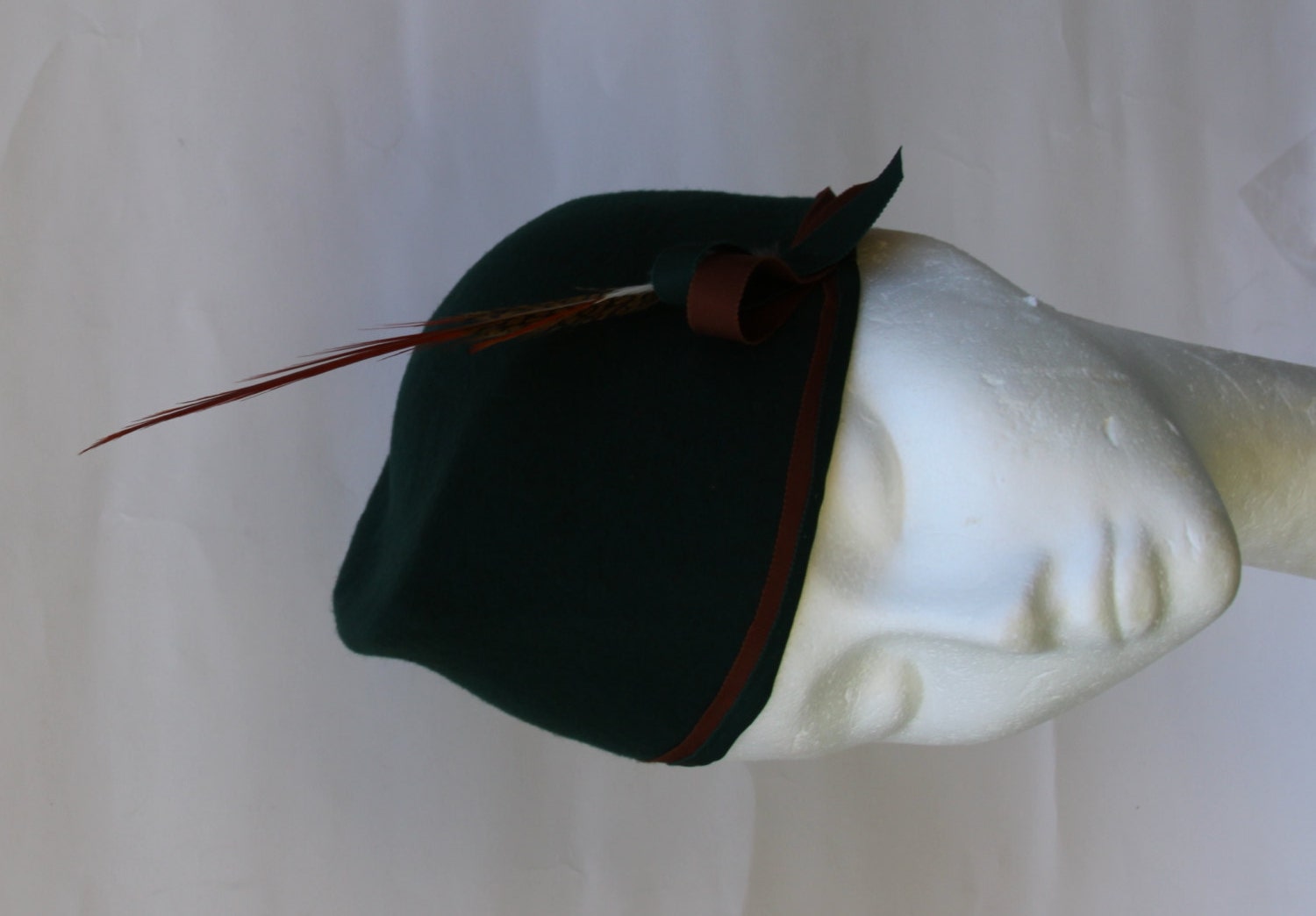 hunter green 30s hat pixie turban hat millinery  hand blocked, hand draped OOAK