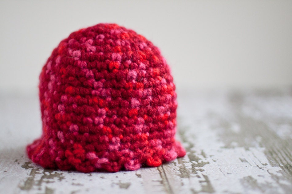 red newborn hat for photo prop