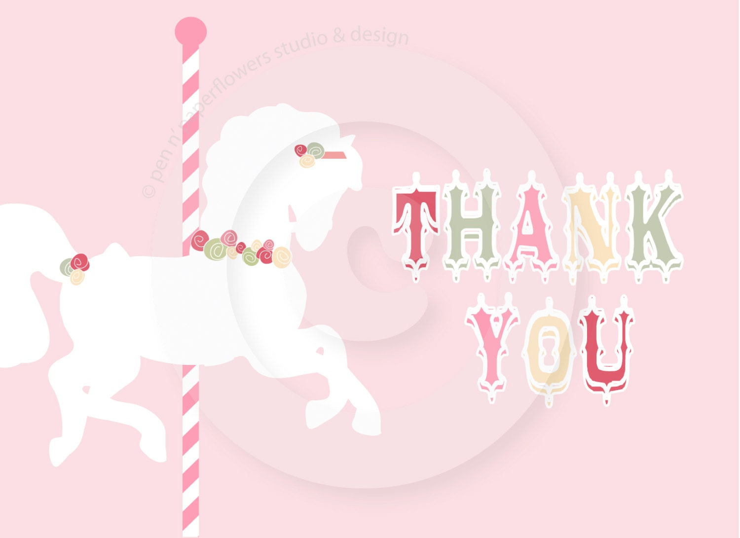 INSTANT DOWNLOAD - Carousel Party Collection - Thank You Card