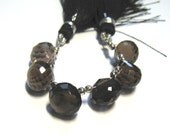 Smokey Quartz Onion Briolette AAA Brazilian Coffe Brown Topaz Color Three Matched Pair Rich Chocolate Brown