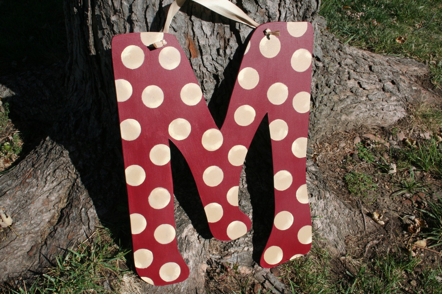 Large Polka Dot Custom Letter door hanger, wall decor --approx. 22 inches tall--MADE TO ORDER