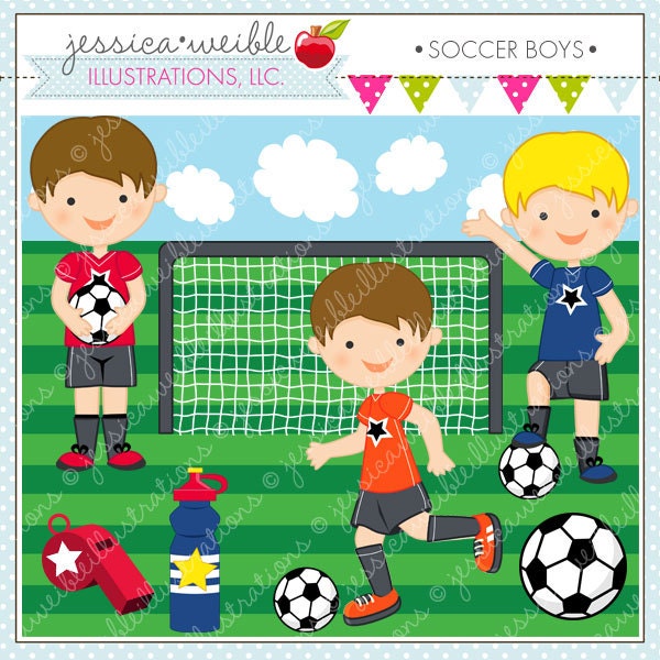 Soccer Boys Cute Digital Clipart for Commercial and Personal Use, Soccer Clipart, Soccer Graphics Il_170x135