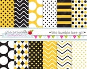 Little Bumble Bee Cute Digital Papers Backgrounds for Personal and Commercial Use, Bumble Bee Patterns Bumble Bee Backgrounds Il_170x135