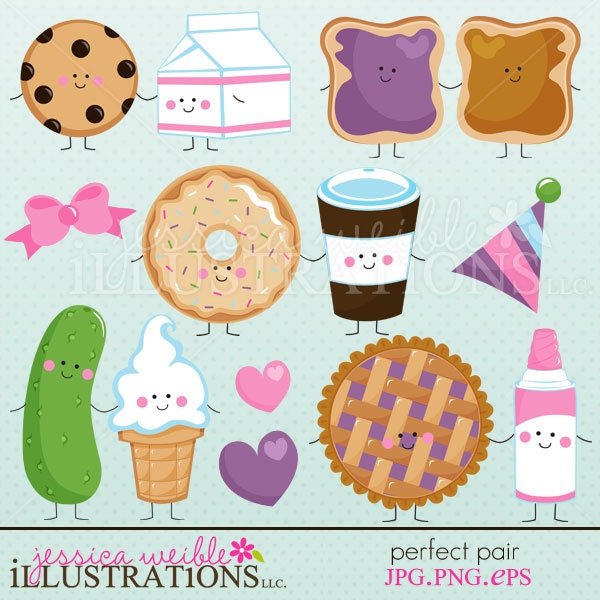 Perfect Pair Cute Digital Clipart for Invitations, Card Design, Scrapbooking, and Web Design, Valentine Clipart Il_570xn