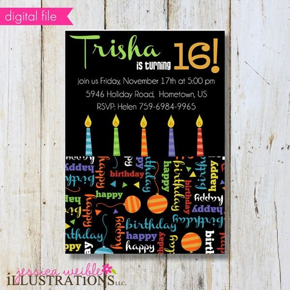 Bold Stripe Birthday Theme V1 Printable Party Invitation - Birthday Invitation - Print Your Own Party Invitation- Party Printable Invite Il_570xn