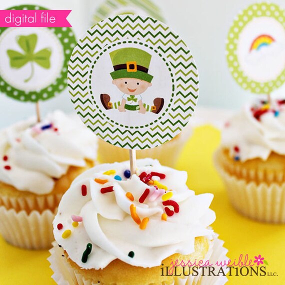 Lucky Babies Theme - Printable Party Tags - Cupake Toppers - Printable Party Favors - St Patricks Day Party Printables Il_570xn