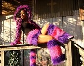 AniMal COSTUME - 5 piece YOU choose colors & design -- fluffies furry cosplay Handmade spirit animal hood hat leg warmers skirt Adult unisex