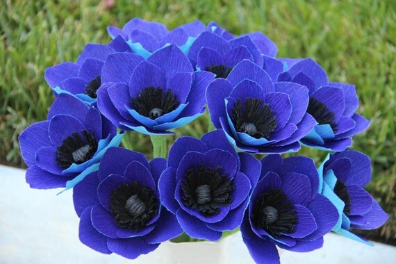 Crepe Paper Anemone flowers Anemone Flowers by FlowerBazaar