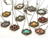 Custom Embroidered Initial Necklace- hand embroidered, letter, initial, personalized, mothers day, bridesmaid gift