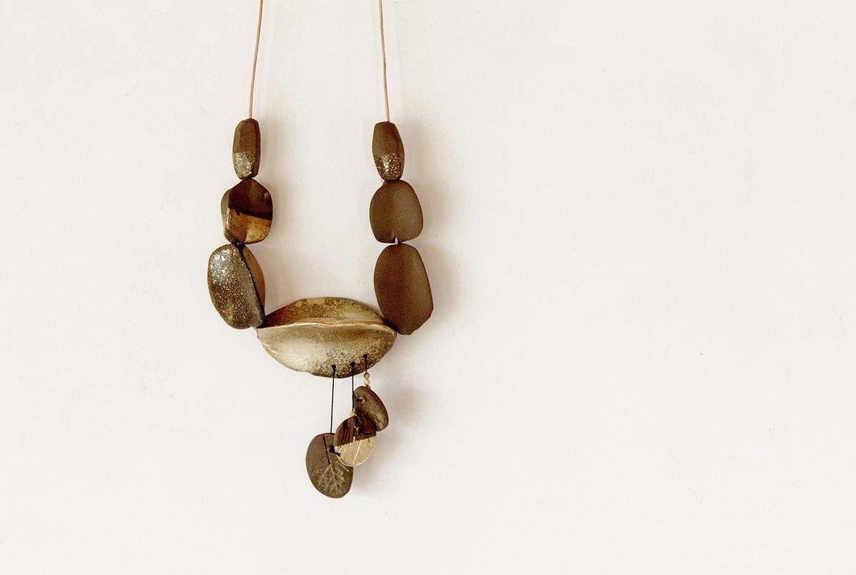 You are golden -  native inspired ceramic necklace - ready to ship
