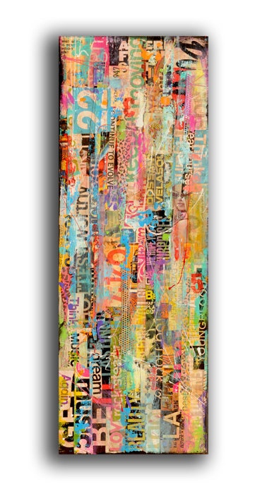 Original painting mixed media on wood