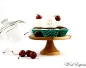 Wooden Cake Stand / Pedestal Cake Stand with Glass Dome