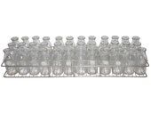 Milk sampling bottles (36) from Mojommier in stainless steel tray