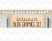 Blog Website Header, Menu Tab Buttons, Opt in Image. Graphic Design Set. Turquoise Bunting. Vintage Modern. Rustic Barnwood. Shabby Chic.