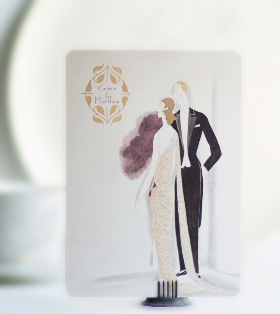 Art Deco Wedding Invitation Save the Dates Custom for you Vintage Inspired "Marseille"  Theme