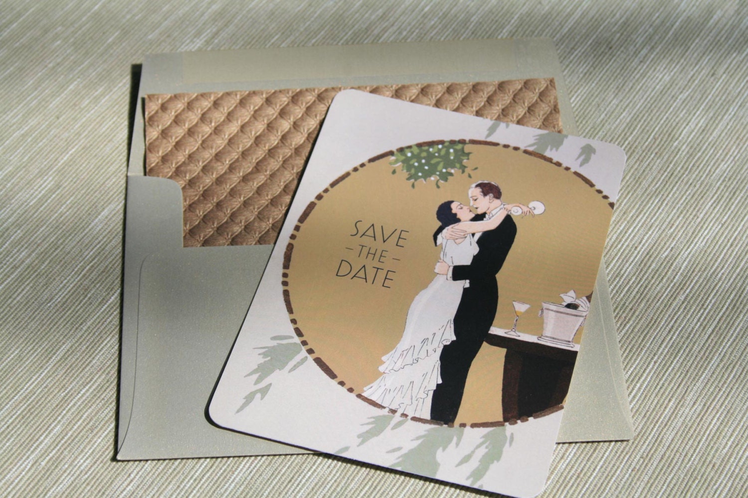 Art Deco Wedding Invitations Save the Dates -  My Man Godfrey Theme Set of 100