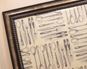 Wall Decor - LARGE Magnet Board - Magnetic Board - Dry Erase Board - Framed Bulletin Board - Antique Silverware Styles Design - incl magnets