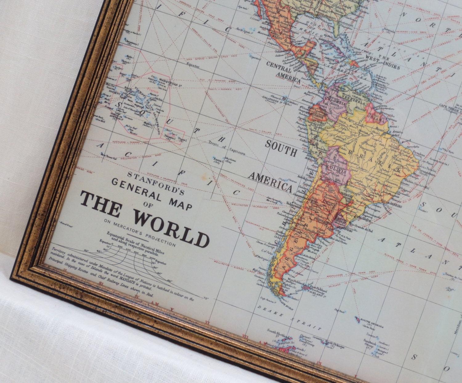 Wall Decor - LARGE Magnet Board - Magnetic Board - Dry Erase Board - Framed Bulletin Board - Classic World Map Design - includes magnets