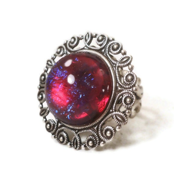 Dragons Breath Ring Statement Ring Fire Opal Adjustable Victorian Ring Cosplay Dragon Breath Big Ring