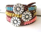 Summer wrap bracelets - Sunny Daze -  beachy jewelry friendship bracelets, spring, YOUR CHOICE  Bohemian jewelry, flower
