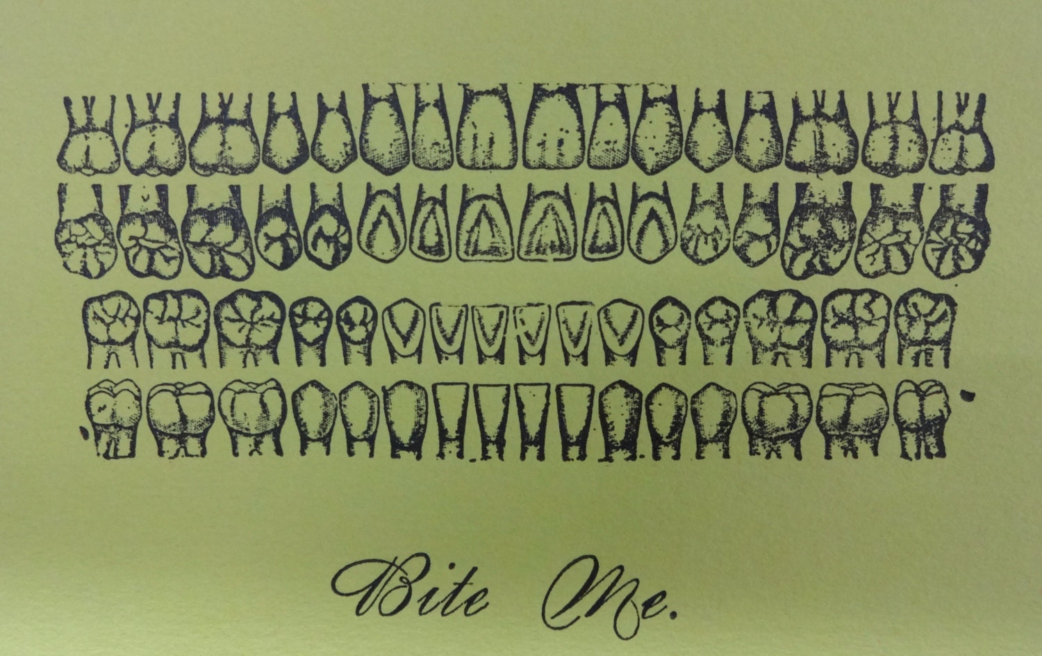 Letterpress card - Bite me - Vintage Teeth