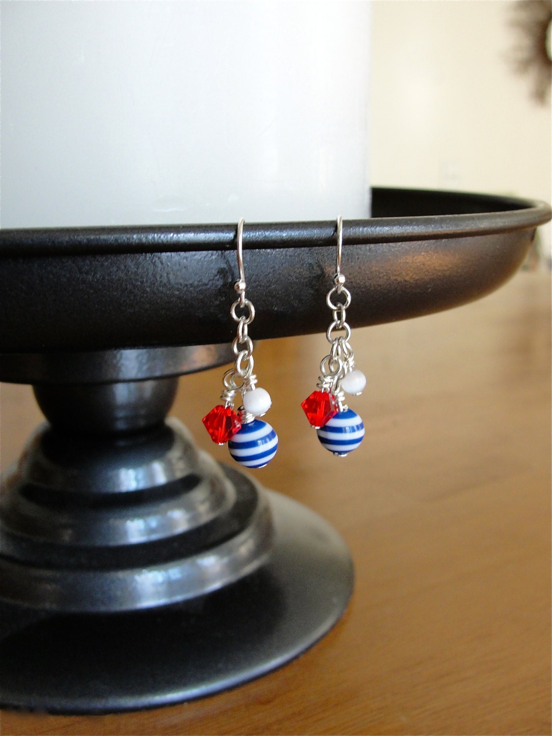 Go Blue and Red Team Colored Earrings