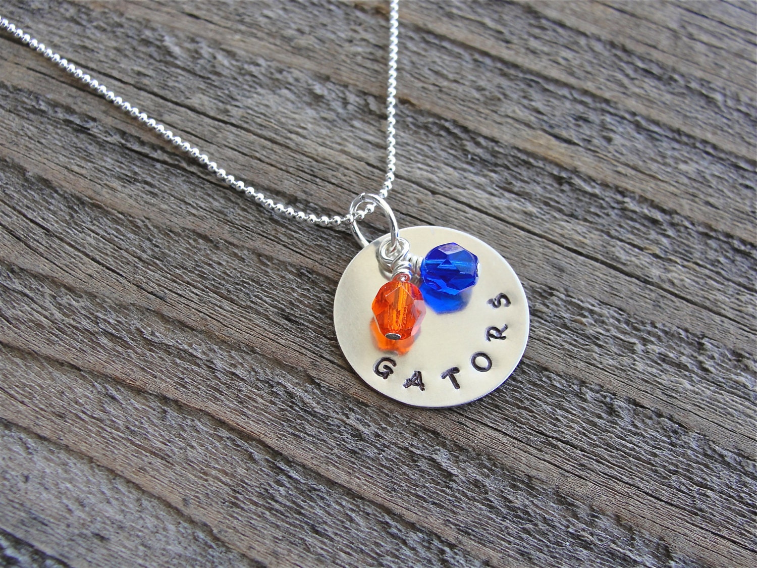 Florida Gators Hand Stamped Metal Necklace