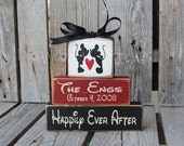 Mickey Minnie Mouse Wedding Family Personalized Established Name Monogram Block Set sign wood block set christmas anniverysary birthday gift