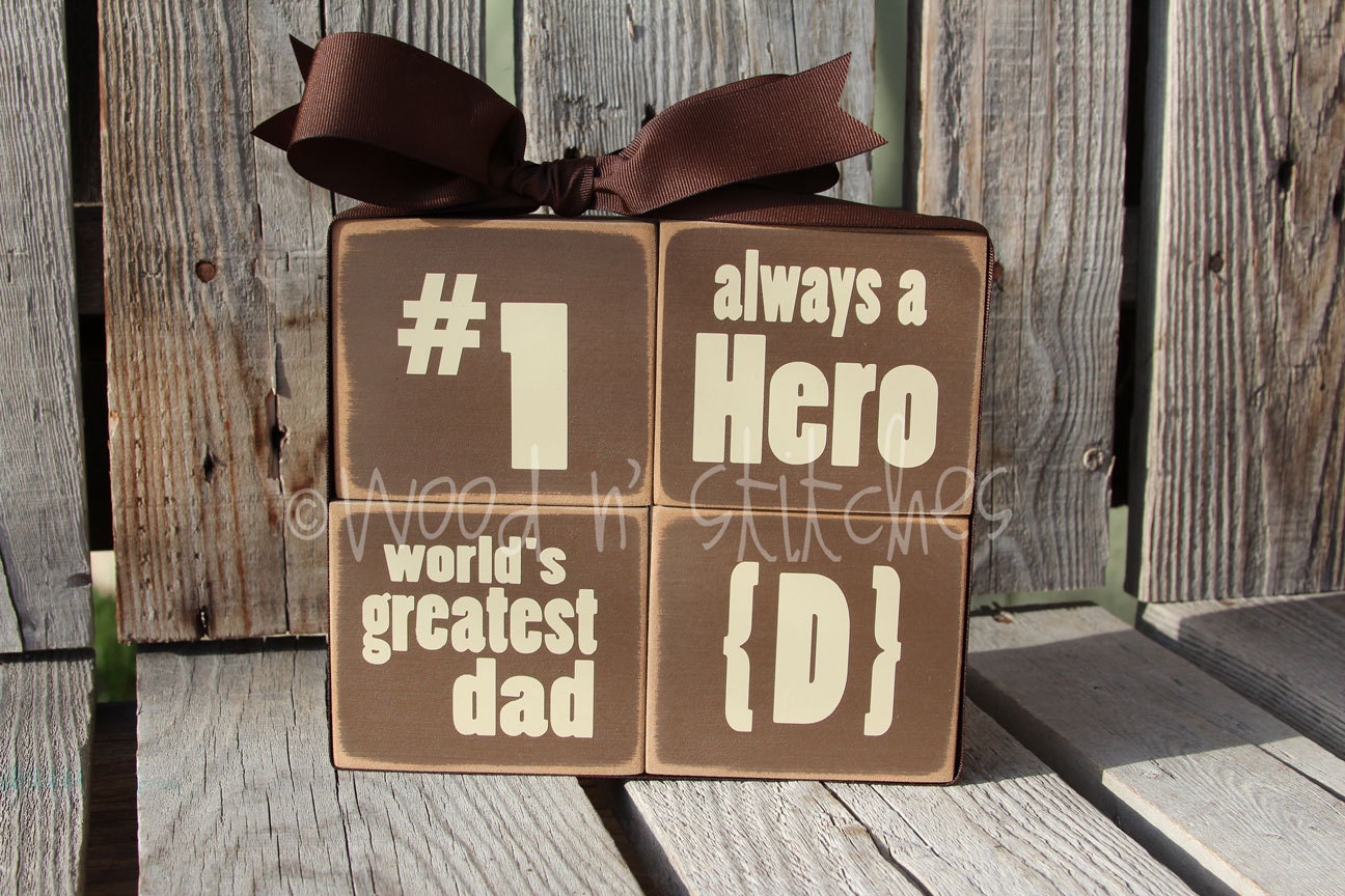 Dad Mom Father Mother Grandma Grandpa Papa Hero Father's Day wood block set mothers day personalized unique gift home decor