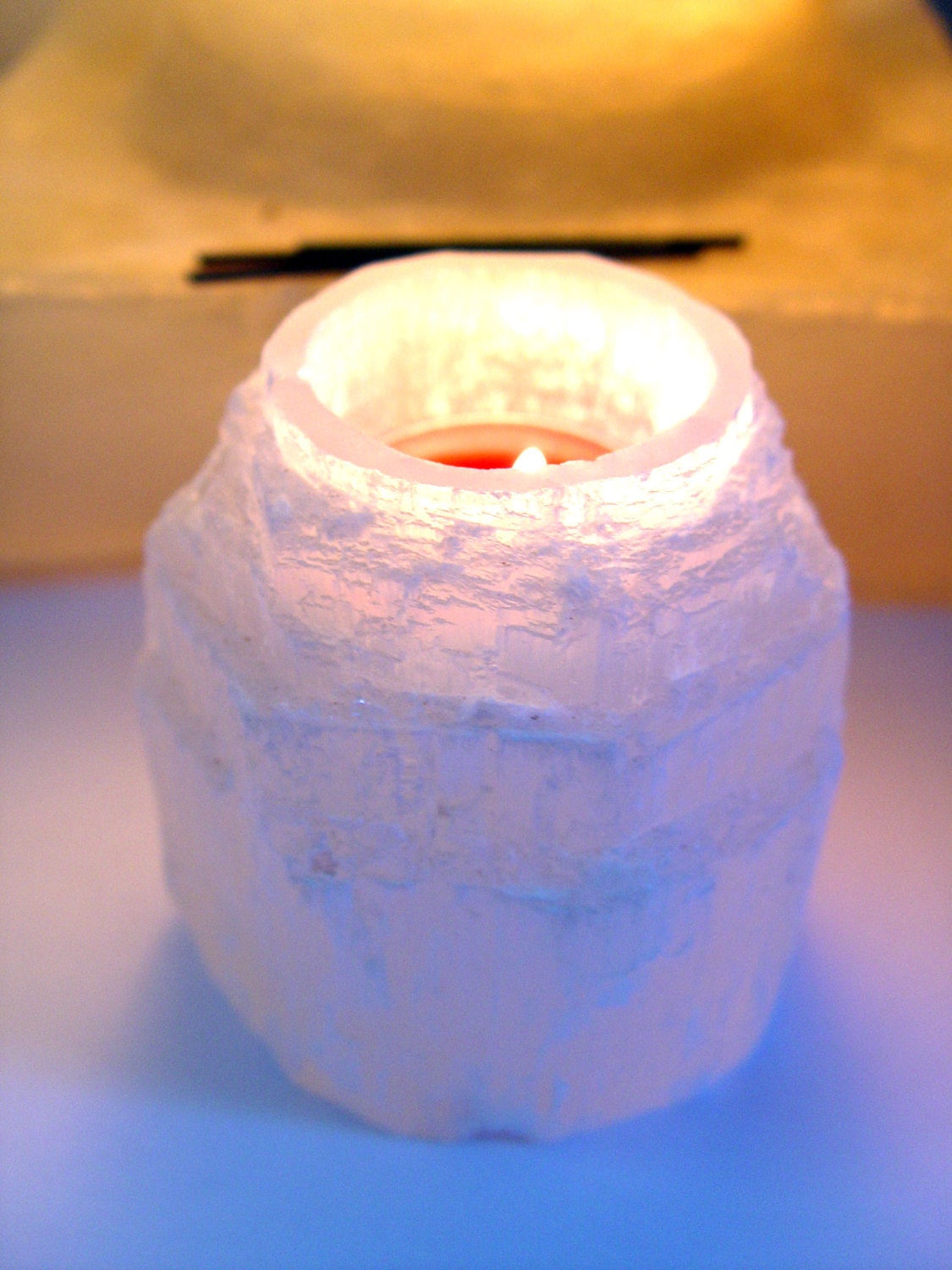 White Selenite Crystal Candle Holder