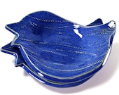 ceramic birdie bowl bluebird cobalt sapphire indigo monaco blue ring bowl home decor gift handmade stoneware pottery Raven Hill Pottery