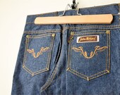 Vintage 70's High Waisted Straight Legged Jeans with Gold Stitching NWT 29 inch Waist